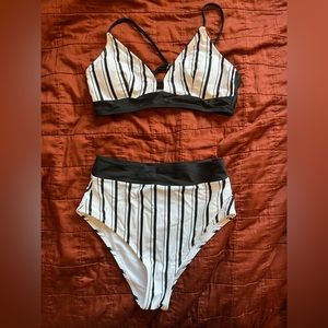 White & Black Bikini Set